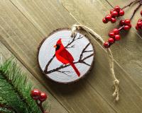 A handmade Virginia state bird ornament at covecreekphotography.com.
