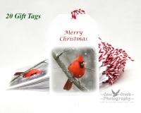 Handmade Merry Christmas Northern Cardinal Gift Tags 