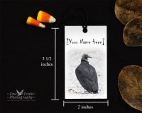 Handmade black vulture Halloween gift bag tag at covecreekphotography.com