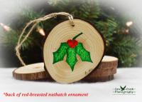 Red-Breasted Nuthatch Acrylic Painting on Wood Ornament