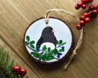 A hand-painted dark-eyed junco Christmas ornament at covecreekphotography.com.