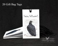 Black vulture "Happy Halloween" gift bag tags at covecreekphotography.com.