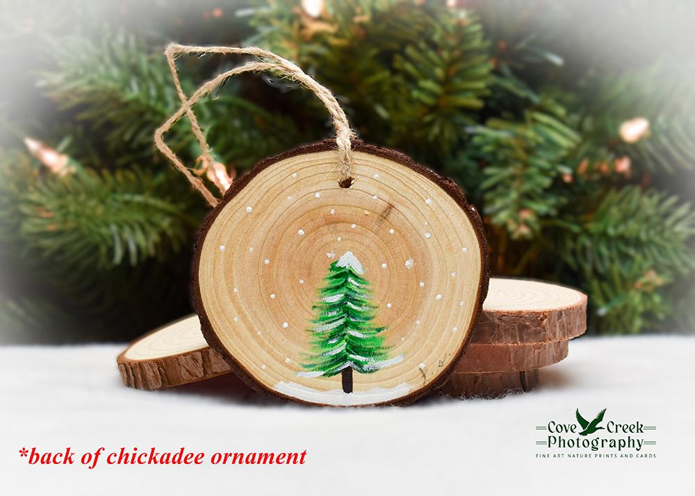 Handmade Chickadee Wood Slice Christmas Ornament