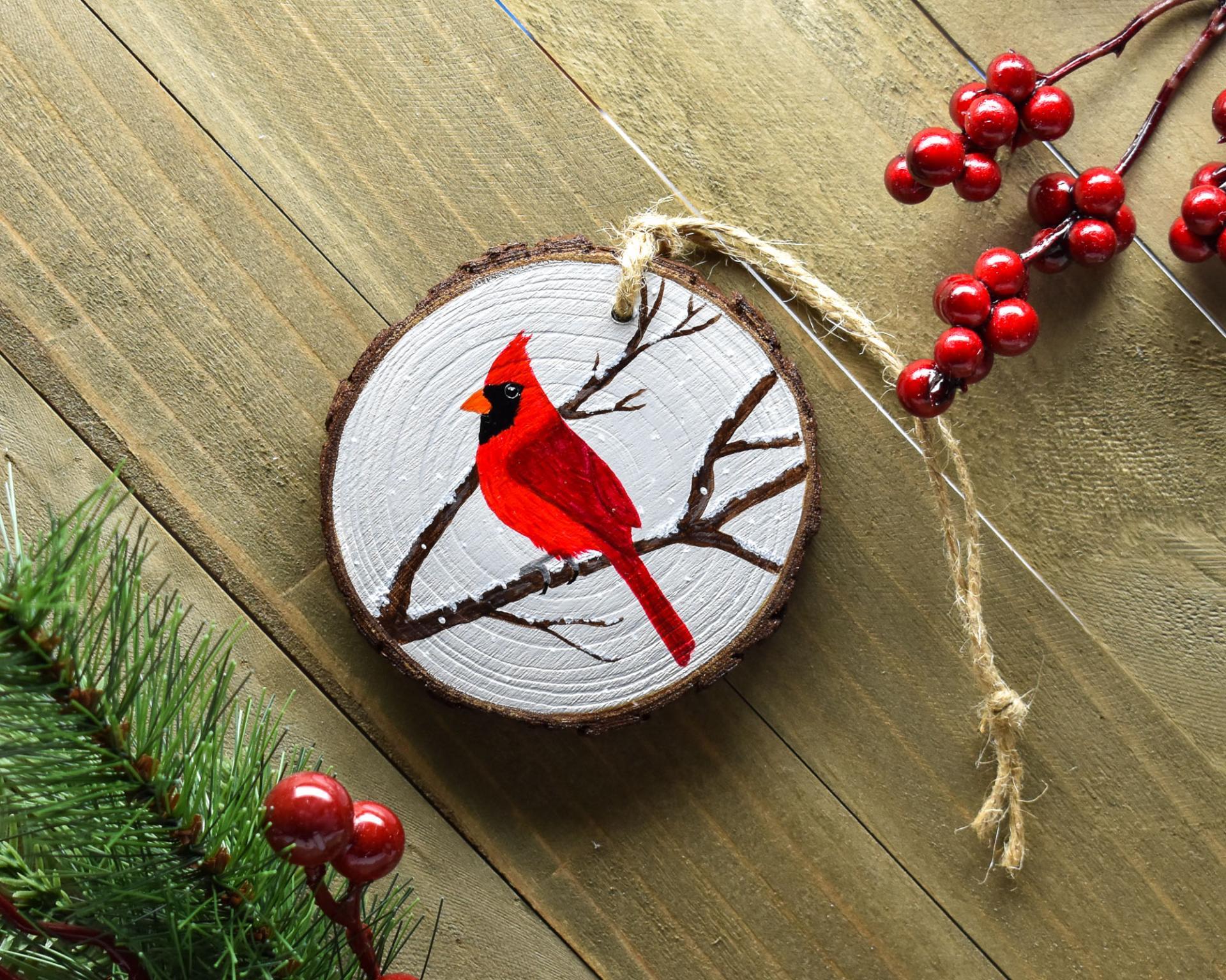 A handmade Virginia state bird ornament at covecreekphotography.com.