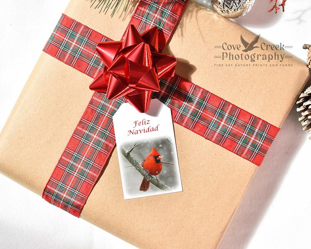 Handmade Feliz Navidad gift tags at covecreekphotography.com
