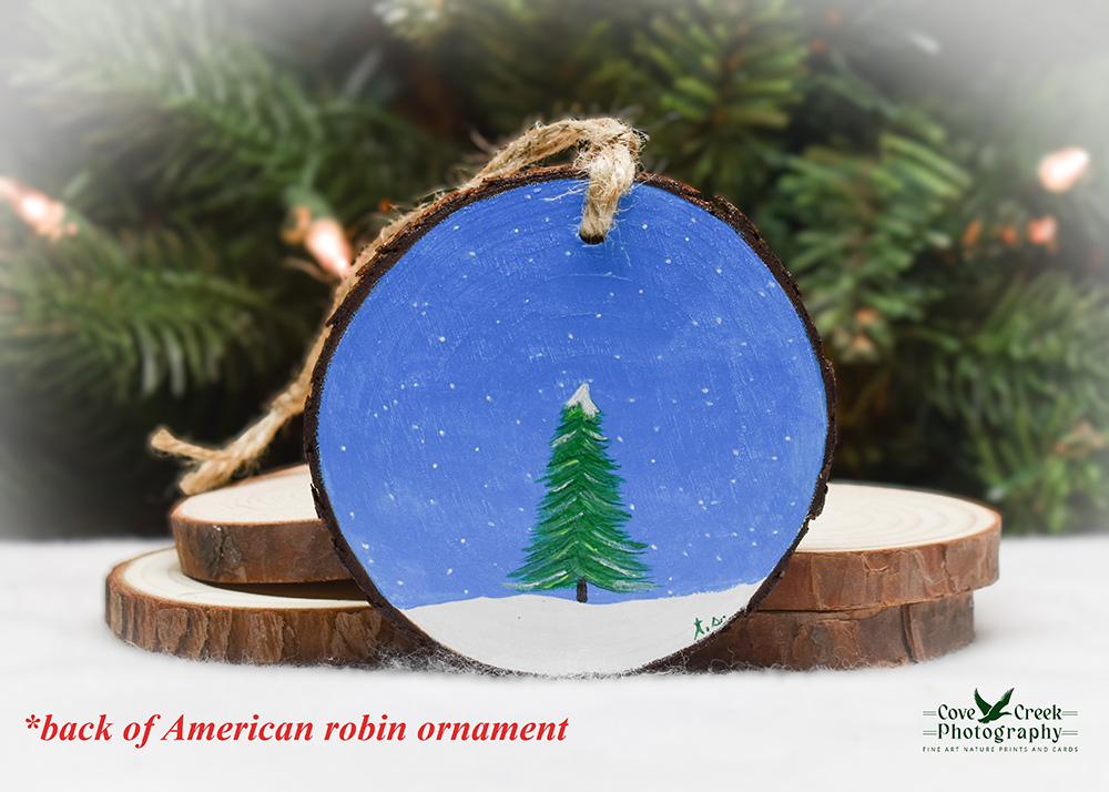 Hand-Painted State Bird of Wisconsin Wood Slice Christmas Ornament